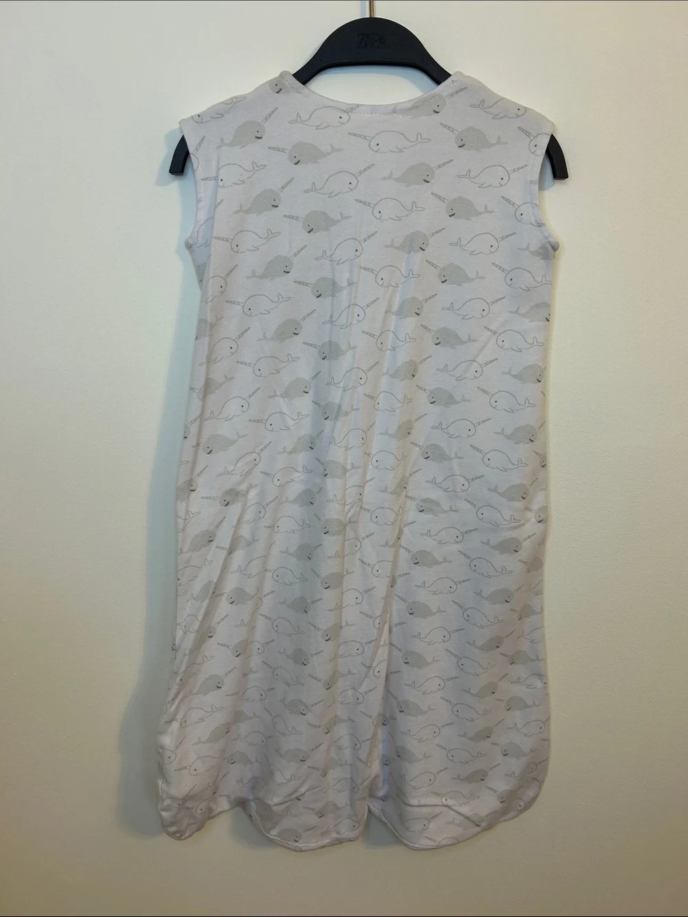 Halo Sleep Sack in Light Gray with Whale Print, Size Medium / 6-12 Months